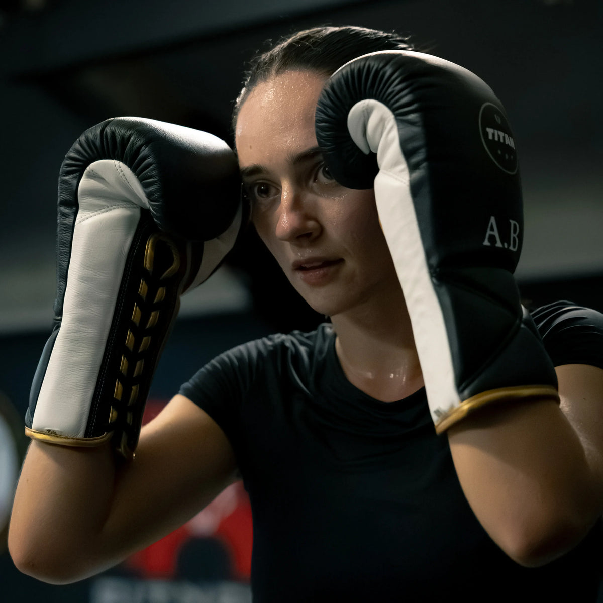 10oz Horsehair Lace-Up Fight Gloves – Midnight Black