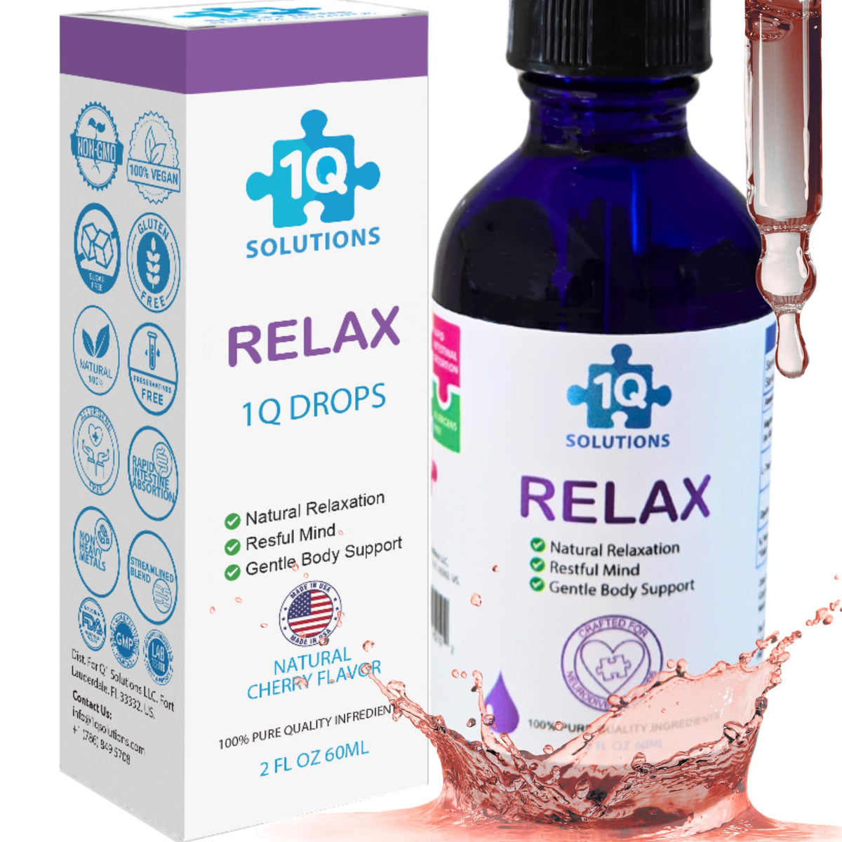 1Q Relax – Liquid Calm Drops for Kids | Magnesium Glycinate, L-Theanine & L-Glycine
