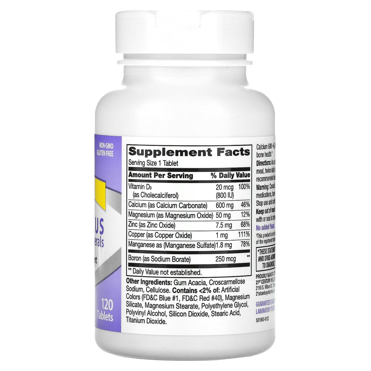 21st Century Calcium 600+D Plus Minerals Caplets β 120 Count (27498)