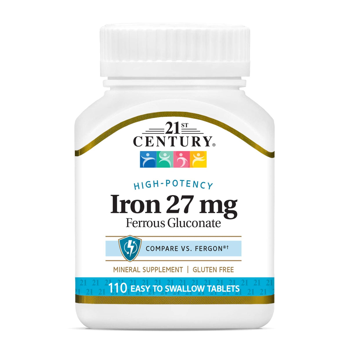 21st Century Iron 27 mg Ferrous Gluconate Tablets β 110 Count | Gluten Free