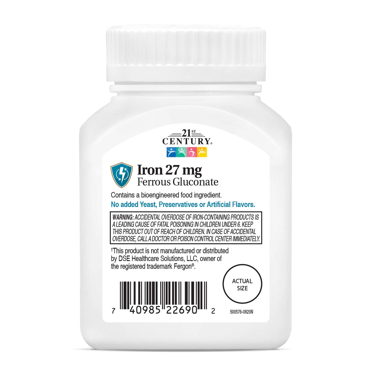 21st Century Iron 27 mg Ferrous Gluconate Tablets β 110 Count | Gluten Free