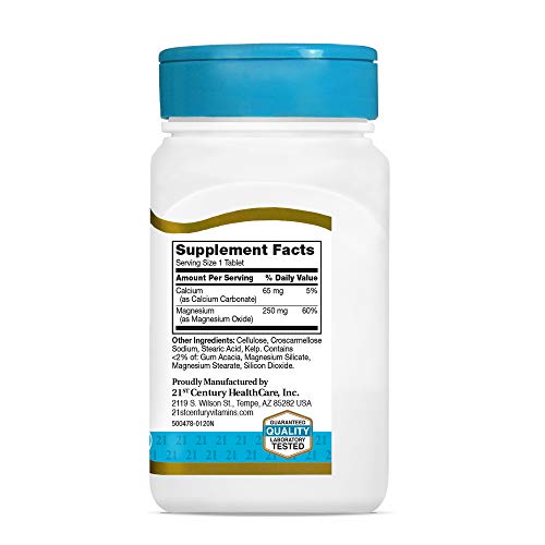 21st Century Magnesio Compresse da 250 mg – 110 Pezzi | Supporto per Ossa e Muscoli