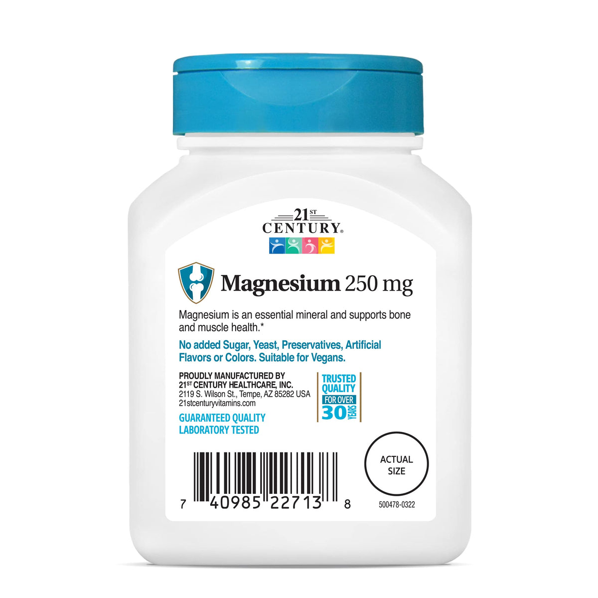 21st Century Magnesio Compresse da 250 mg – 110 Pezzi | Supporto per Ossa e Muscoli