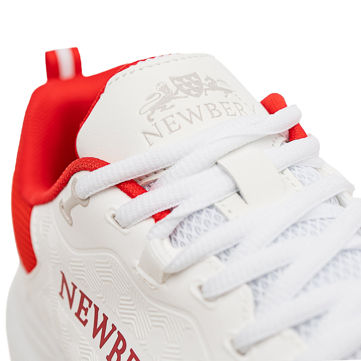 Newbery 360 Cricket Shoe - White & Red Spikes