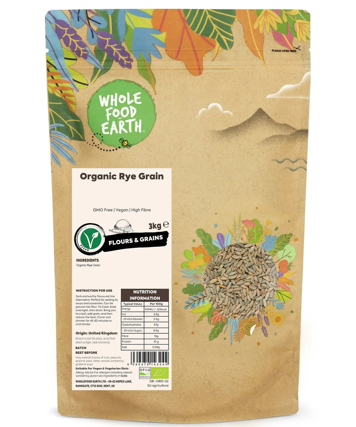 Organic Rye Grain - Serious Grains - HealVia