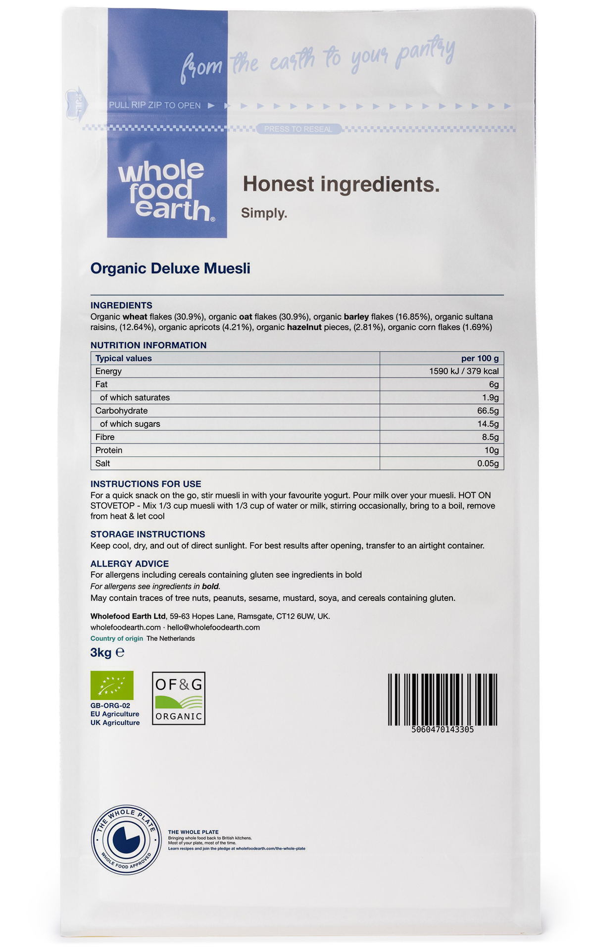 Organic Deluxe Muesli - A Blend of Flakes with Nuts, Seeds & Dried Fruit
