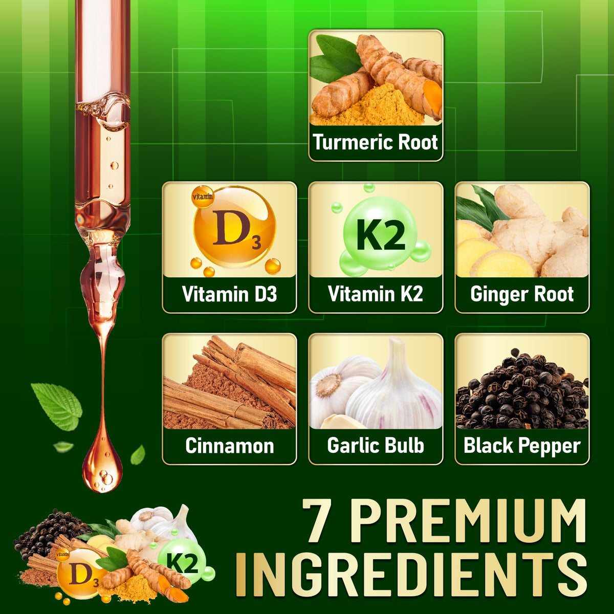 7in1 Liquid Turmeric Curcumin with D3 & K2 β 30ml Drops (2 Pack)