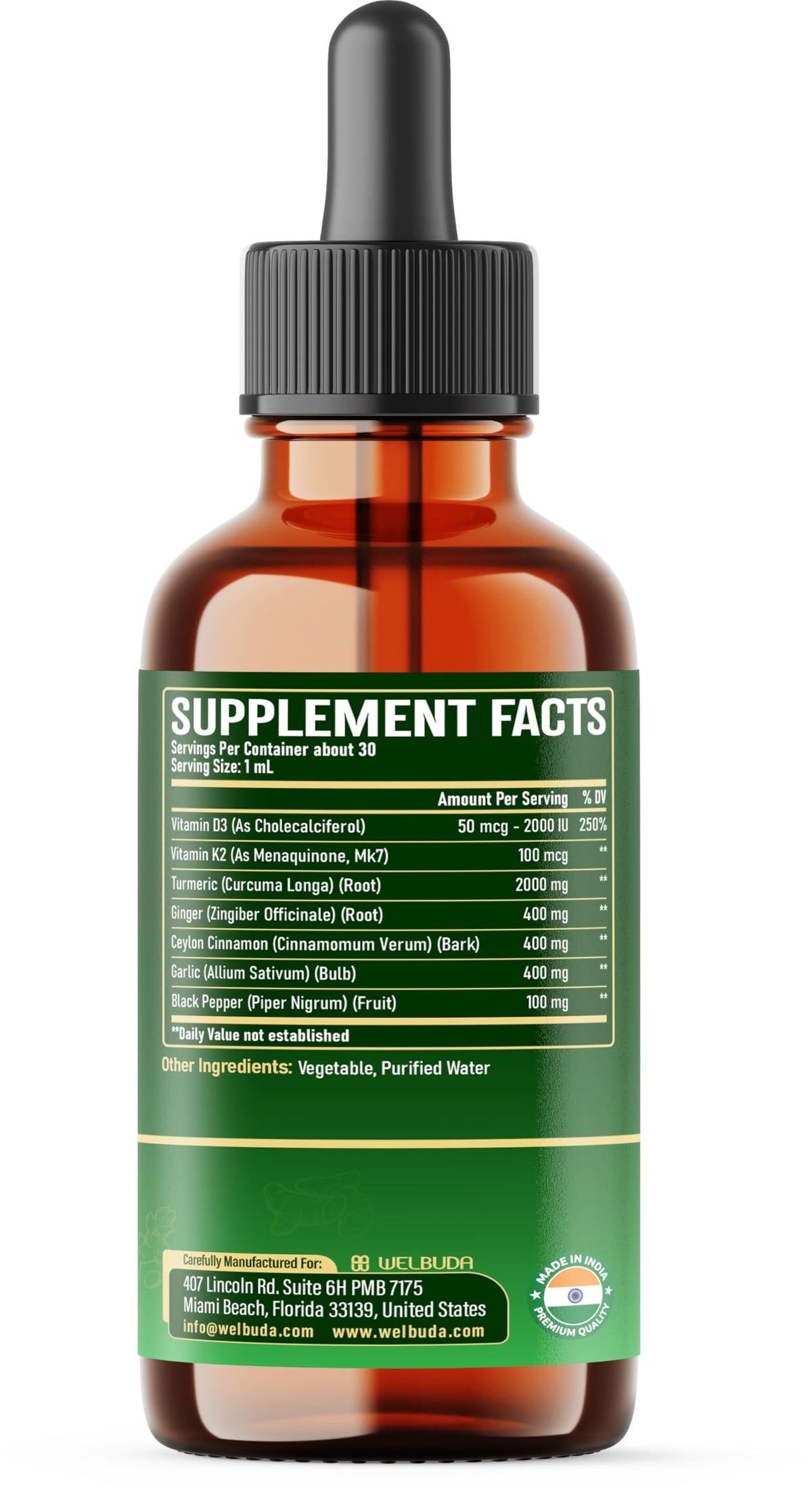7in1 Liquid Turmeric Curcumin with D3 & K2 β 30ml Drops (2 Pack)
