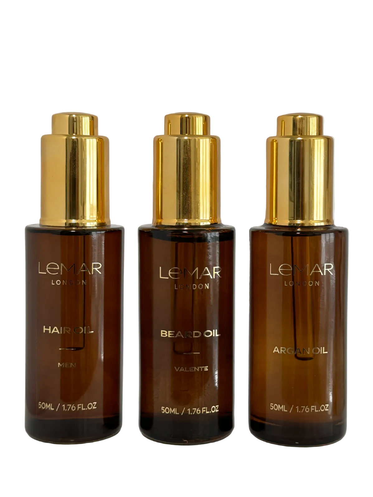 Lemar 100% Pure Men's Hair Oil, Valente Beard Oil & Argan Oil Bundle