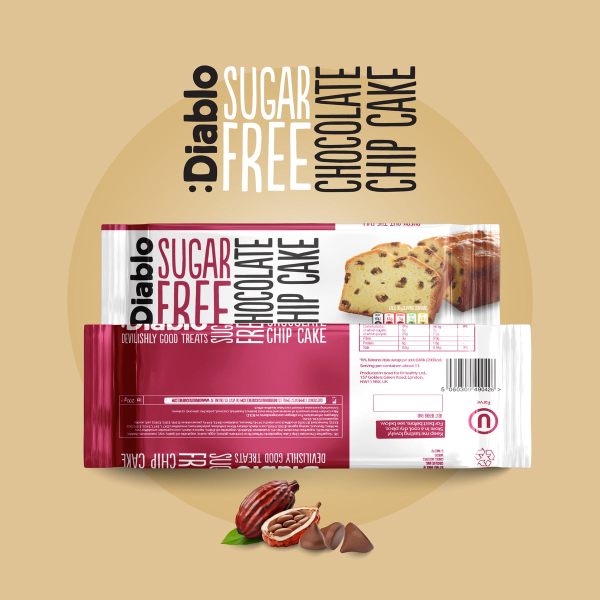 Sugar Free Chocolate Chip Cake (200g)