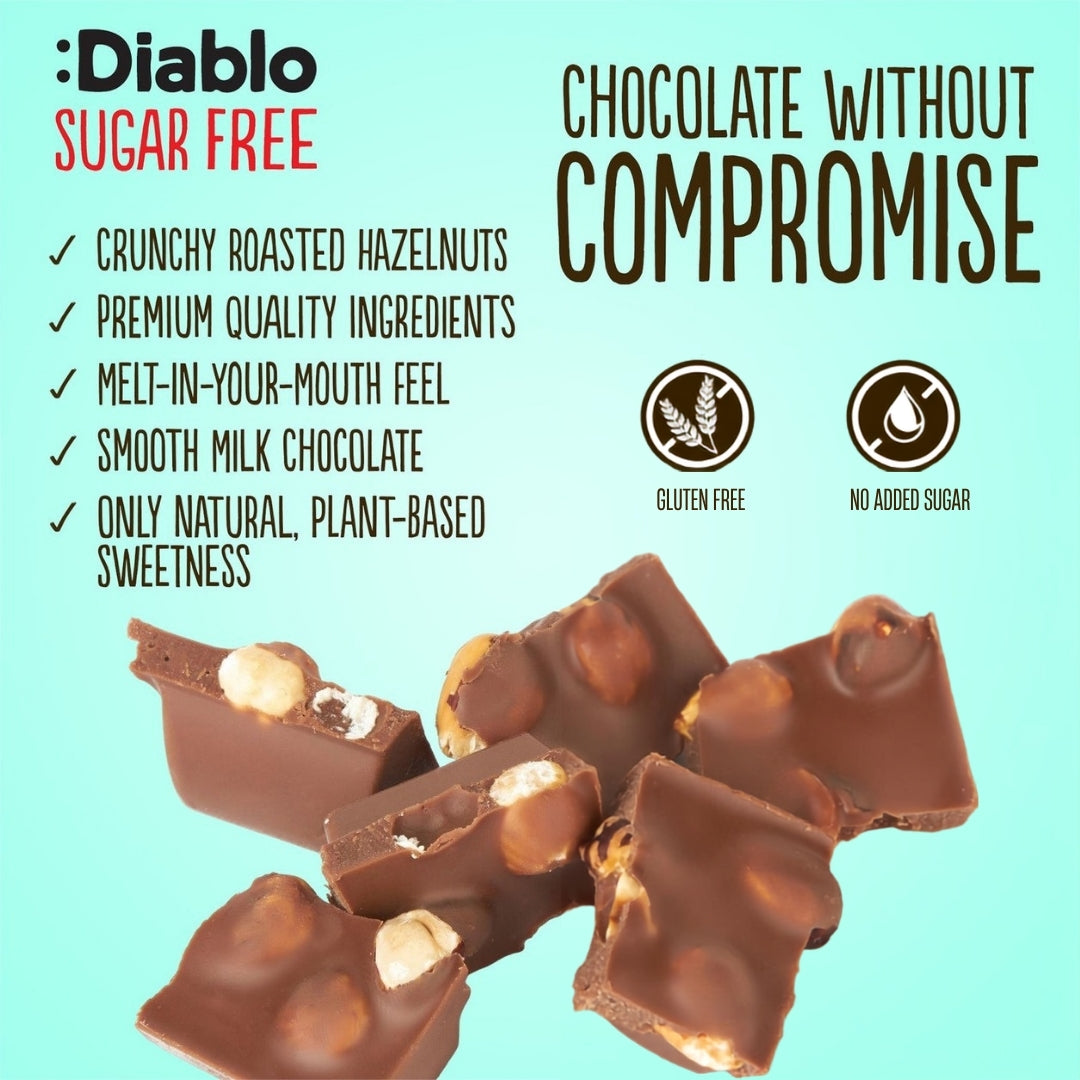 Diablo Stevia Milk Chocolate with Hazelnuts (75g)