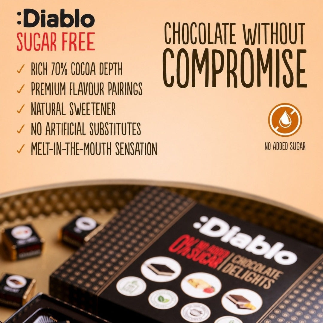 Delight No Added Sugar Chocolate Box Noir, Hazelnut, Forrest Fruit (12 pieces, 115g)