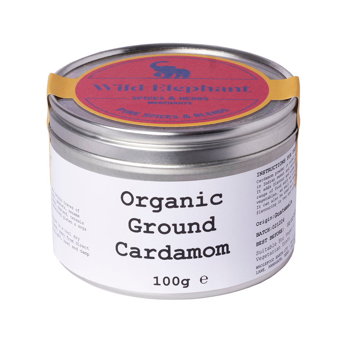 Organic Ground Cardamom - Wild Elephant - 100g
