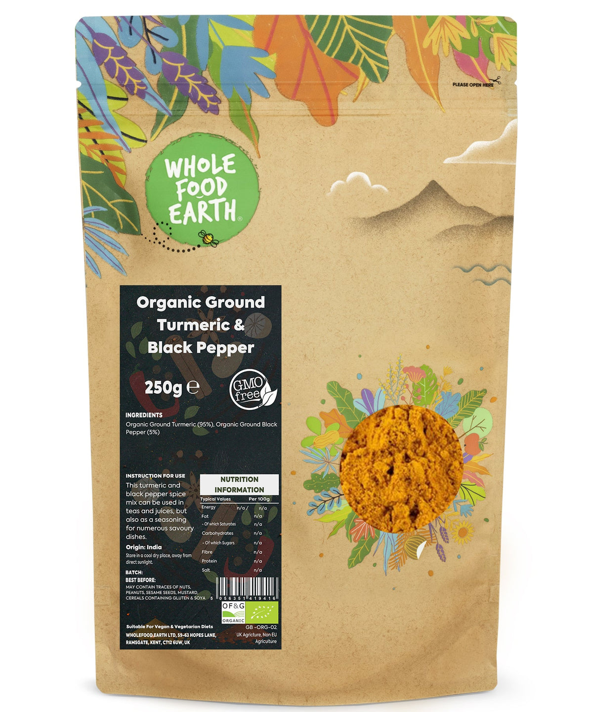 Curcuma macinata biologica e pepe nero