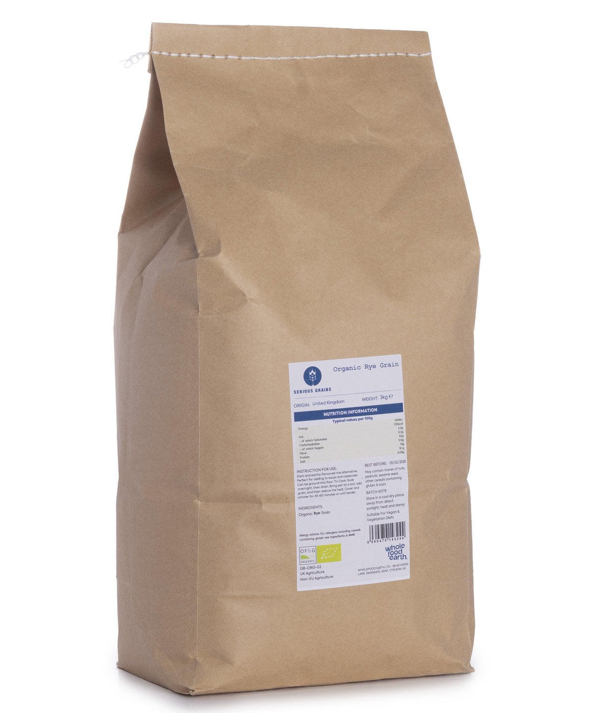 Organic Rye Grain - Serious Grains - HealVia