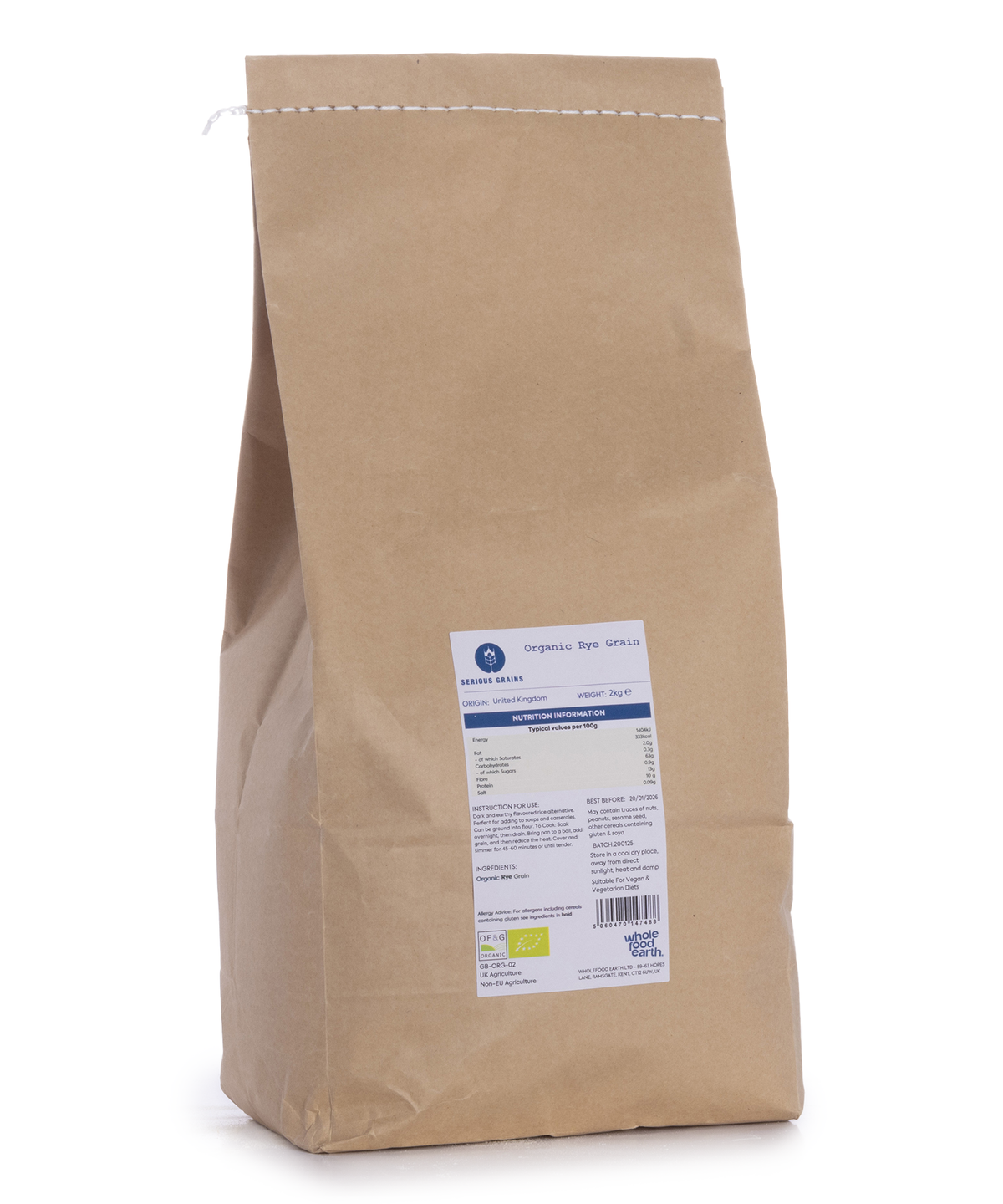 Organic Rye Grain - Serious Grains - HealVia