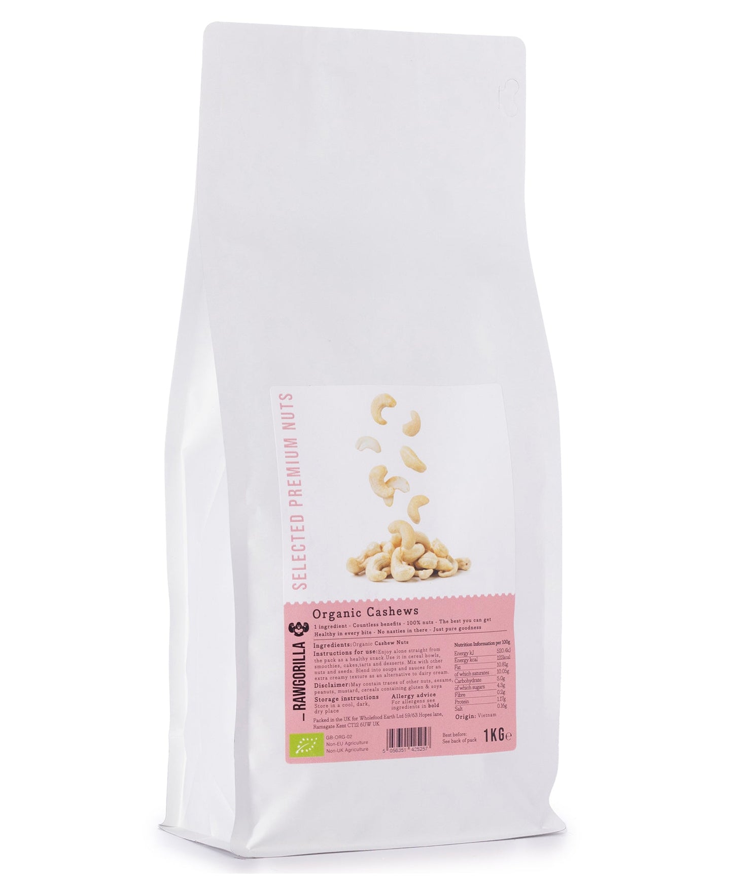 Organic Cashew Nuts - RAWGORILLA - 1kg