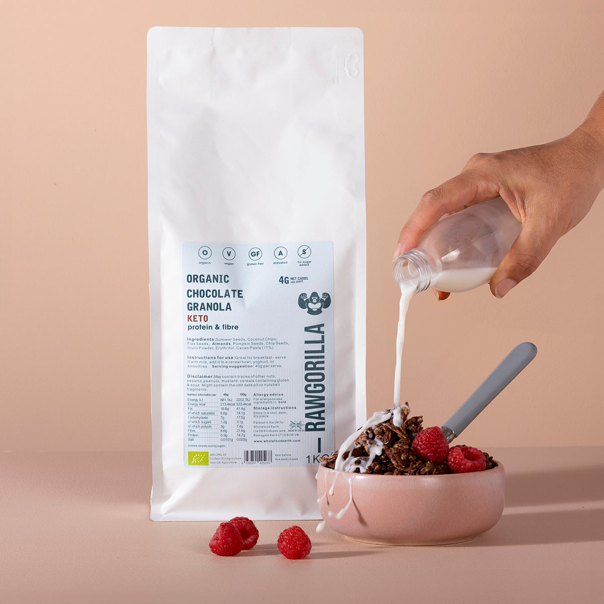 Organic Keto Chocolate Granola - RAWGORILLA - 1kg - HealVia