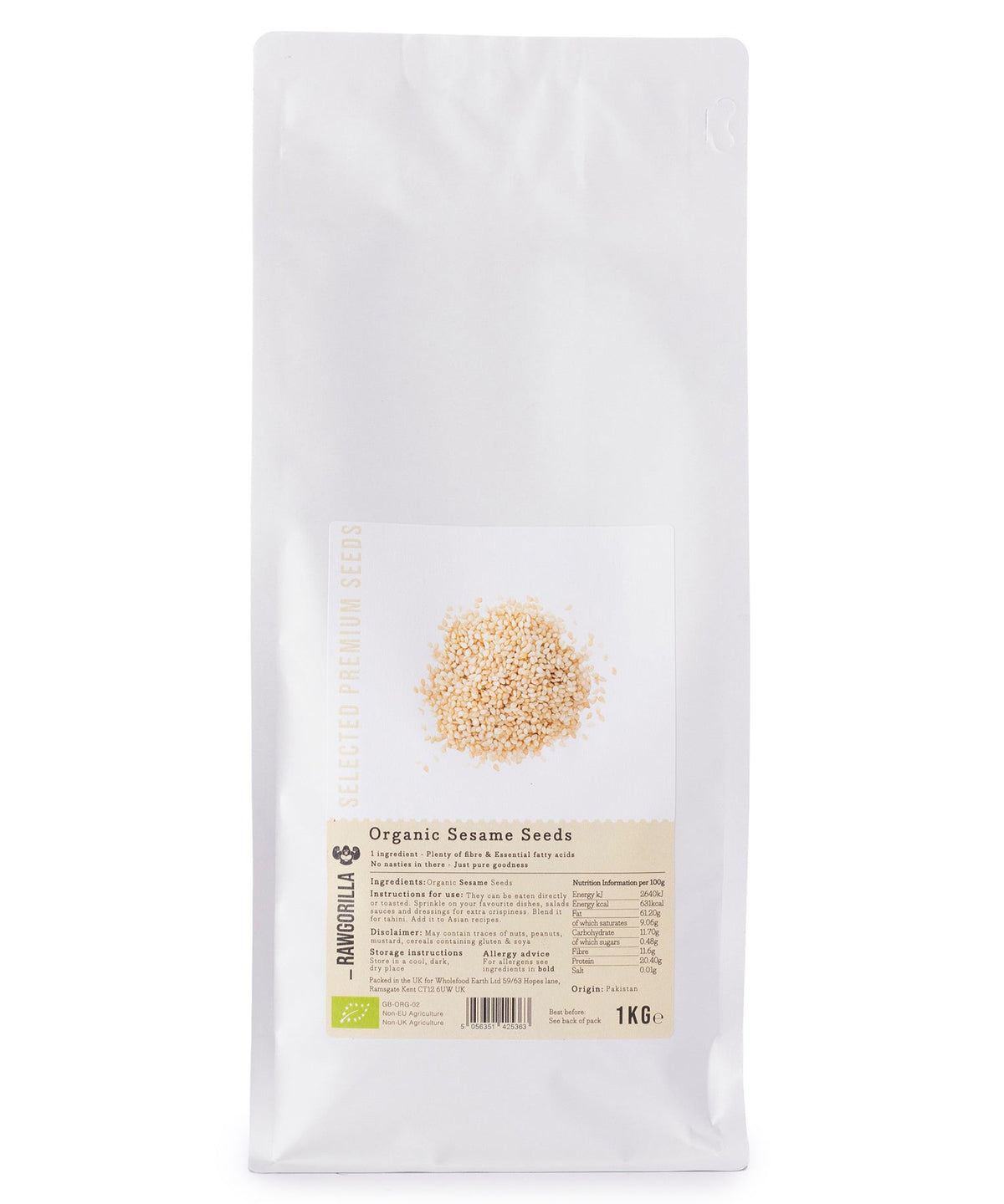 Organic Sesame Seeds - RAWGORILLA - 1kg - HealVia