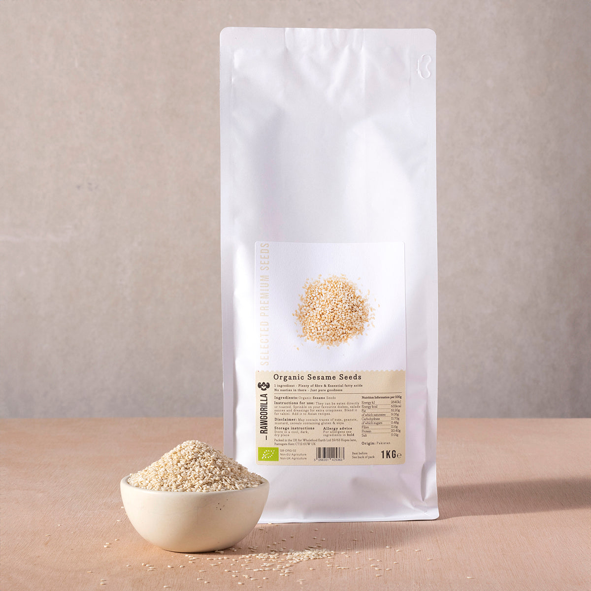 Organic Sesame Seeds - RAWGORILLA - 1kg - HealVia