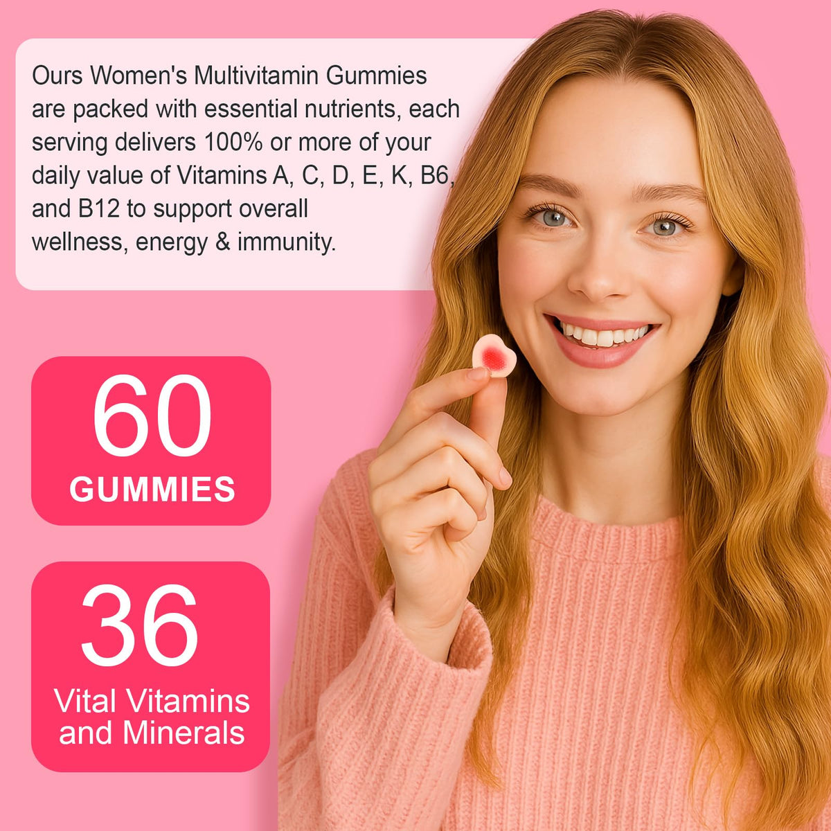 Vceeoy Women's Multivitamin Gummies β Biotin, Zinc & B Vitamins (60 Gummies)