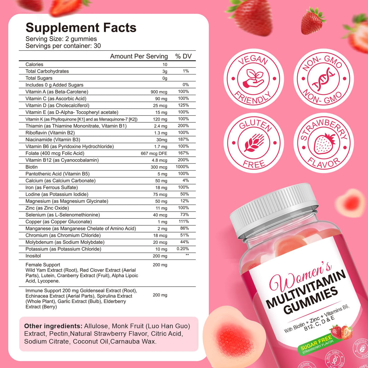 Vceeoy Women's Multivitamin Gummies β Biotin, Zinc & B Vitamins (60 Gummies)