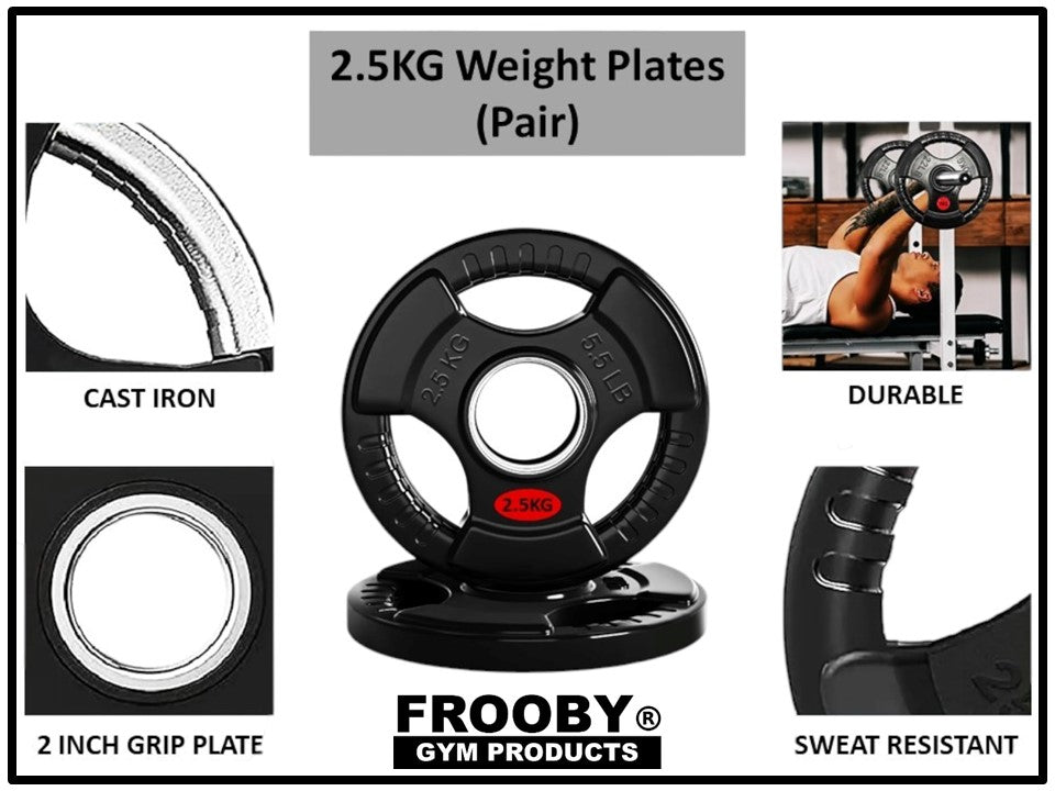 Weight Plates Pair Cast Iron 2" Hole Barbell Weights - HealVia