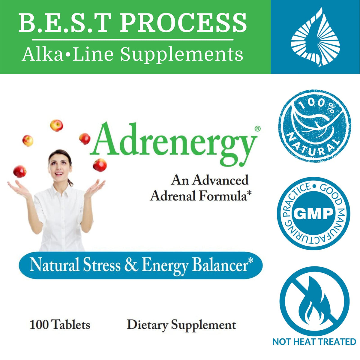 Morter HealthSystem Adrenergy – دعم طبيعي للغدة الكظرية بخلاصة الغدة الكظرية وعوامل التكيف