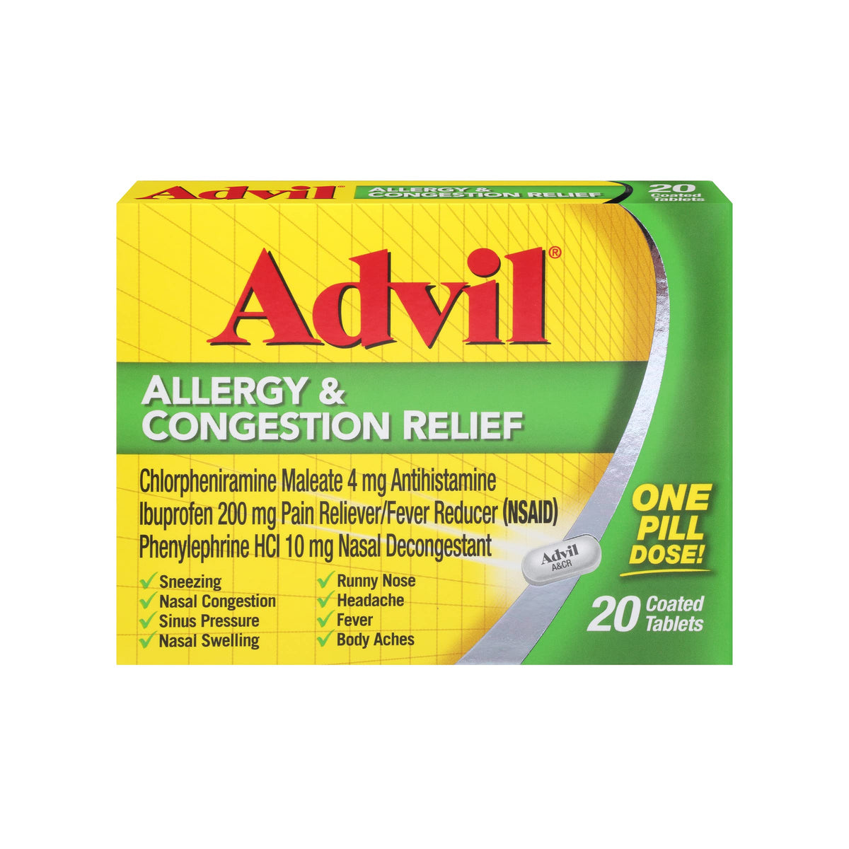 Advil Allergy and Congestion Relief Tablets β Pain Relief, Fever Reducer & Allergy Support