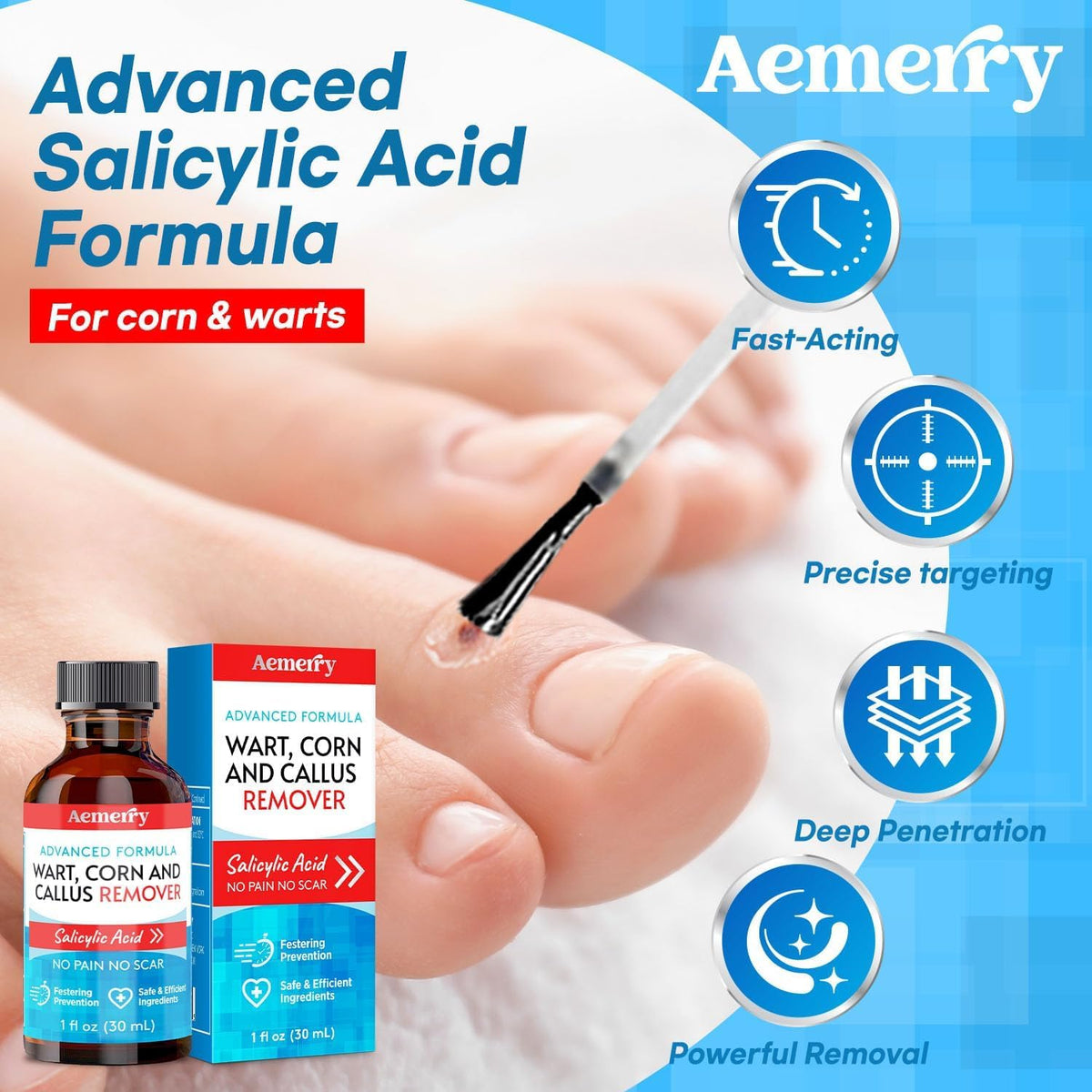 Aemerry Wart Corn Callus Remover β Maximum Strength Liquid Salicylic Acid for Feet (30ml)