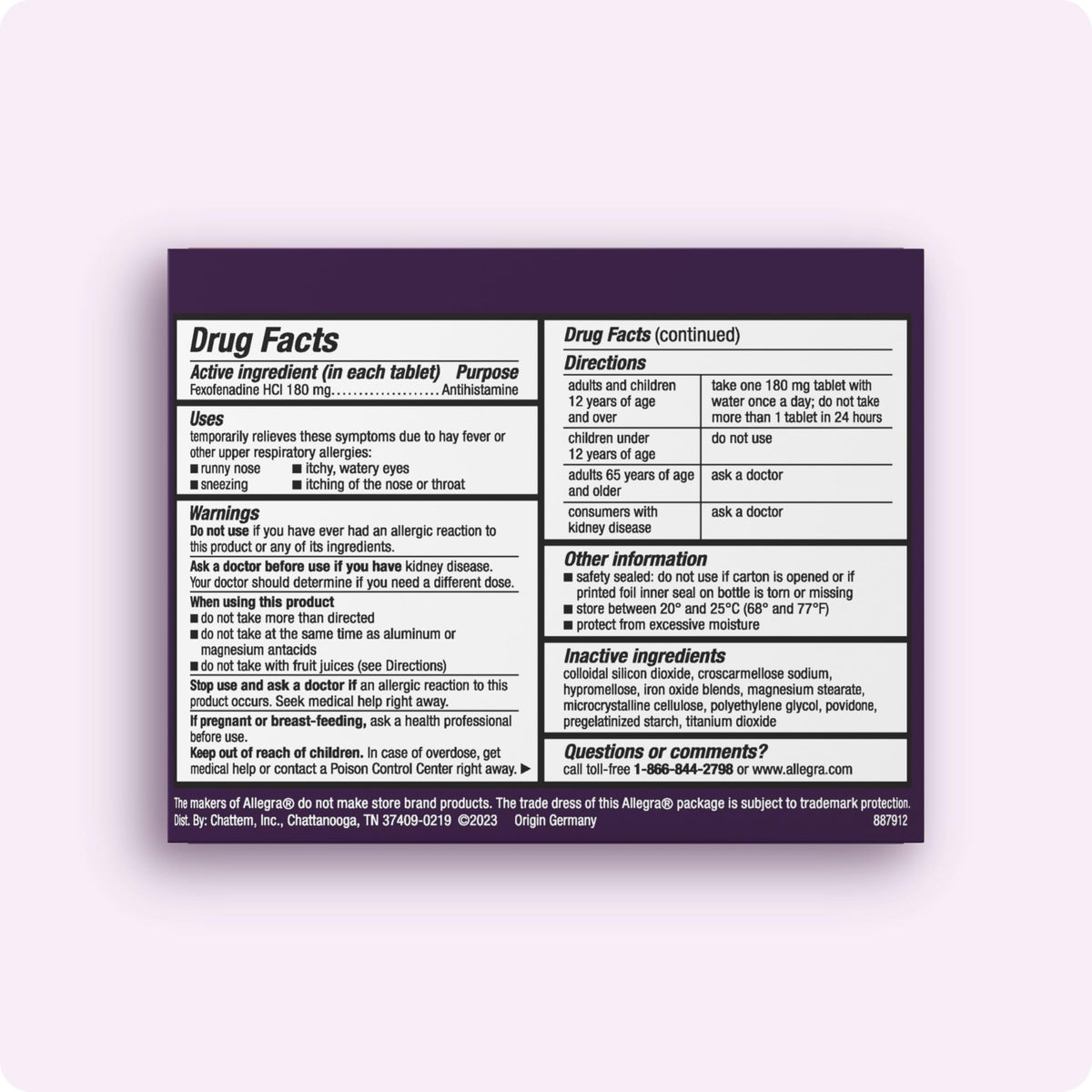 Allegra Adult 24-Hour Allergy Relief Tablets — Non-Drowsy, 180 mg Fexofenadine HCI, 70-Count