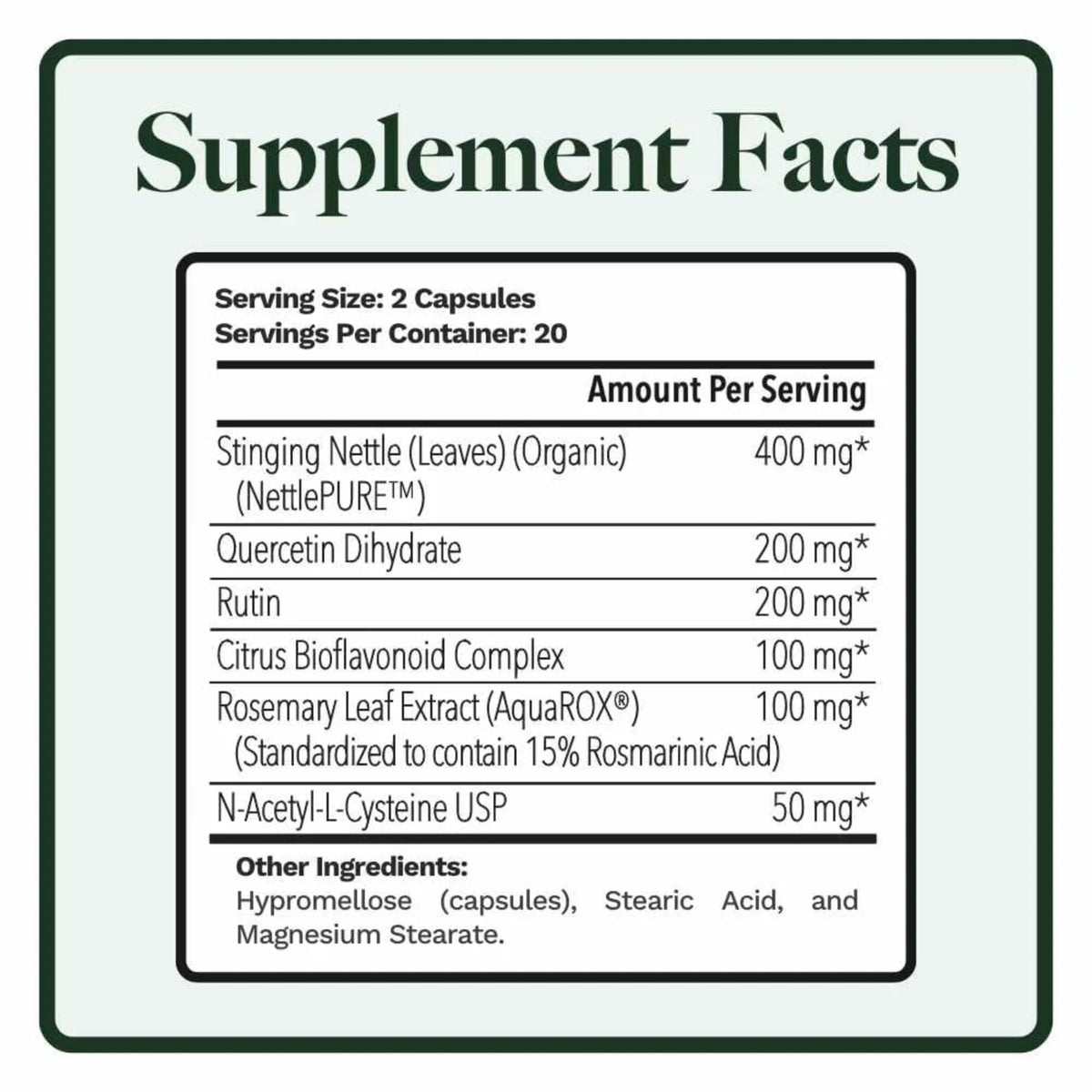 Utzy Naturals Allurtica — Sinus & Respiratory Support with Quercetin & Stinging Nettle (40 Capsules)