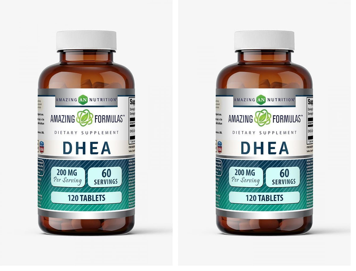 Amazing Formulas DHEA 200 mg - 120 Tablets - Pack of 2 | Non-GMO, Gluten-Free
