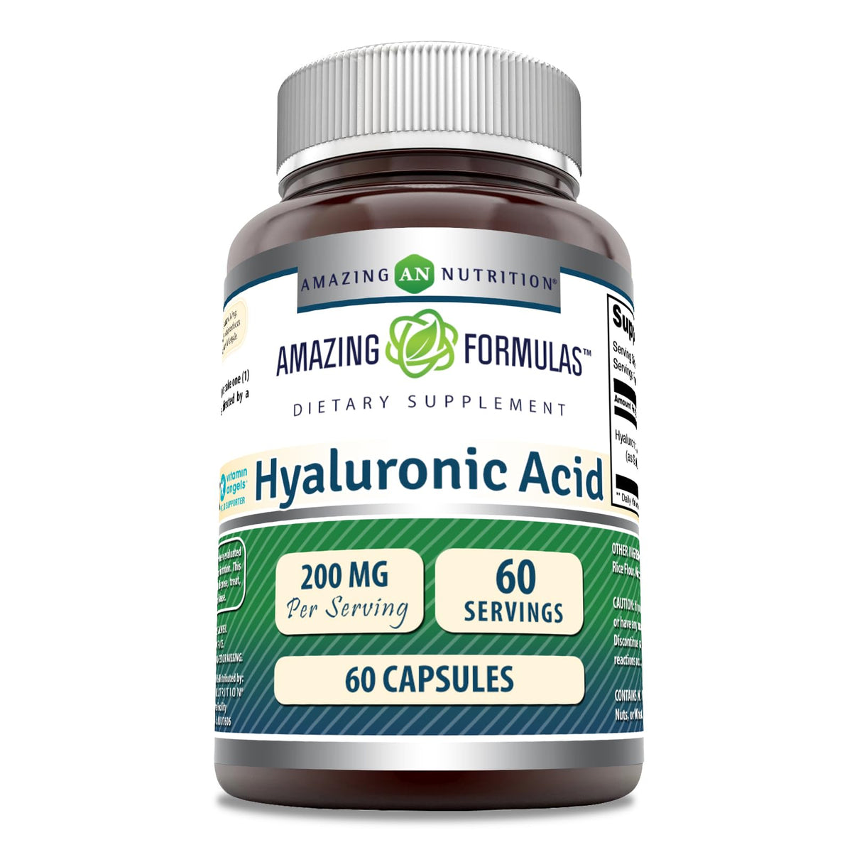 Amazing Formulas Hyaluronic Acid 200 mg Capsules β Non-GMO, Gluten Free (60 ct)