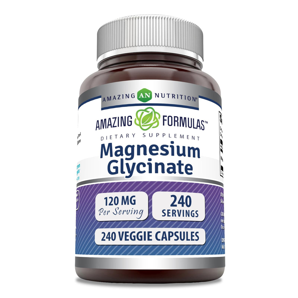 Amazing Formulas Magnesium Glycinate 120 mg – Veggie Capsules | Non-GMO | Gluten Free (240 Count)