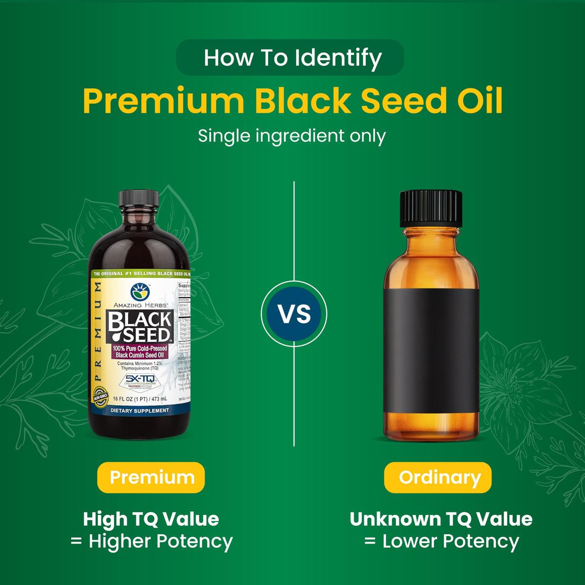 Amazing Herbs Premium Black Seed Oil – Gluten Free, Non-GMO, Cold Pressed Nigella Sativa – 16 Fl Oz (Pack of 2)