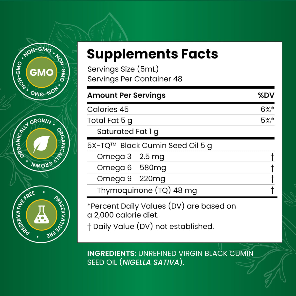 Amazing Herbs Premium Black Seed Oil - Gluten Free, Non-GMO, Cold-Pressed Nigella Sativa (16 oz x 2)