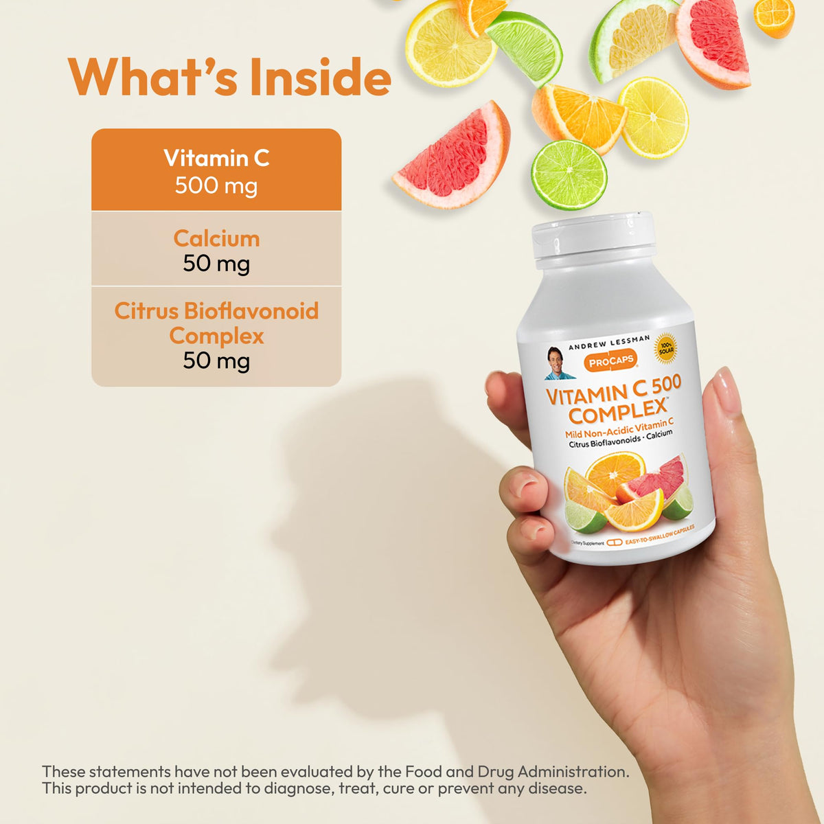 ANDREW LESSMAN Vitamin C 500 Complex β 60 Capsules | Non-Acidic Vitamin C with Bioflavonoids