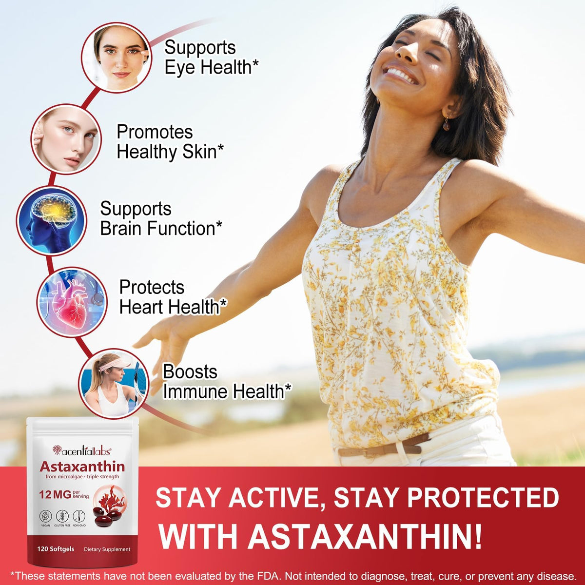 Arkture Astaxanthin 12mg | 120 Softgels – 4-Month Supply | Antioxidant Support