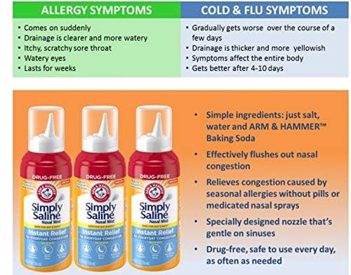 Arm & Hammer Simply Saline Nasal Mist Original – Pack of 3 (4.25 oz each)