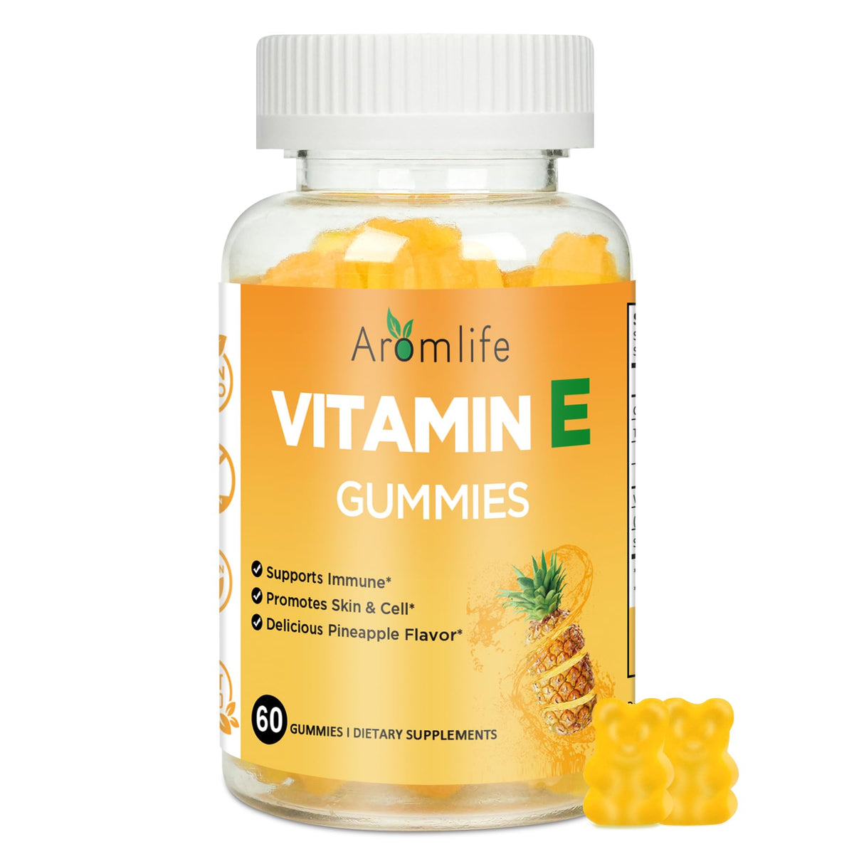 Aromlife Vitamin E 400 IU Gummies β 268 mg per Serving, Pineapple Flavor, 60 Count, Gluten-Free