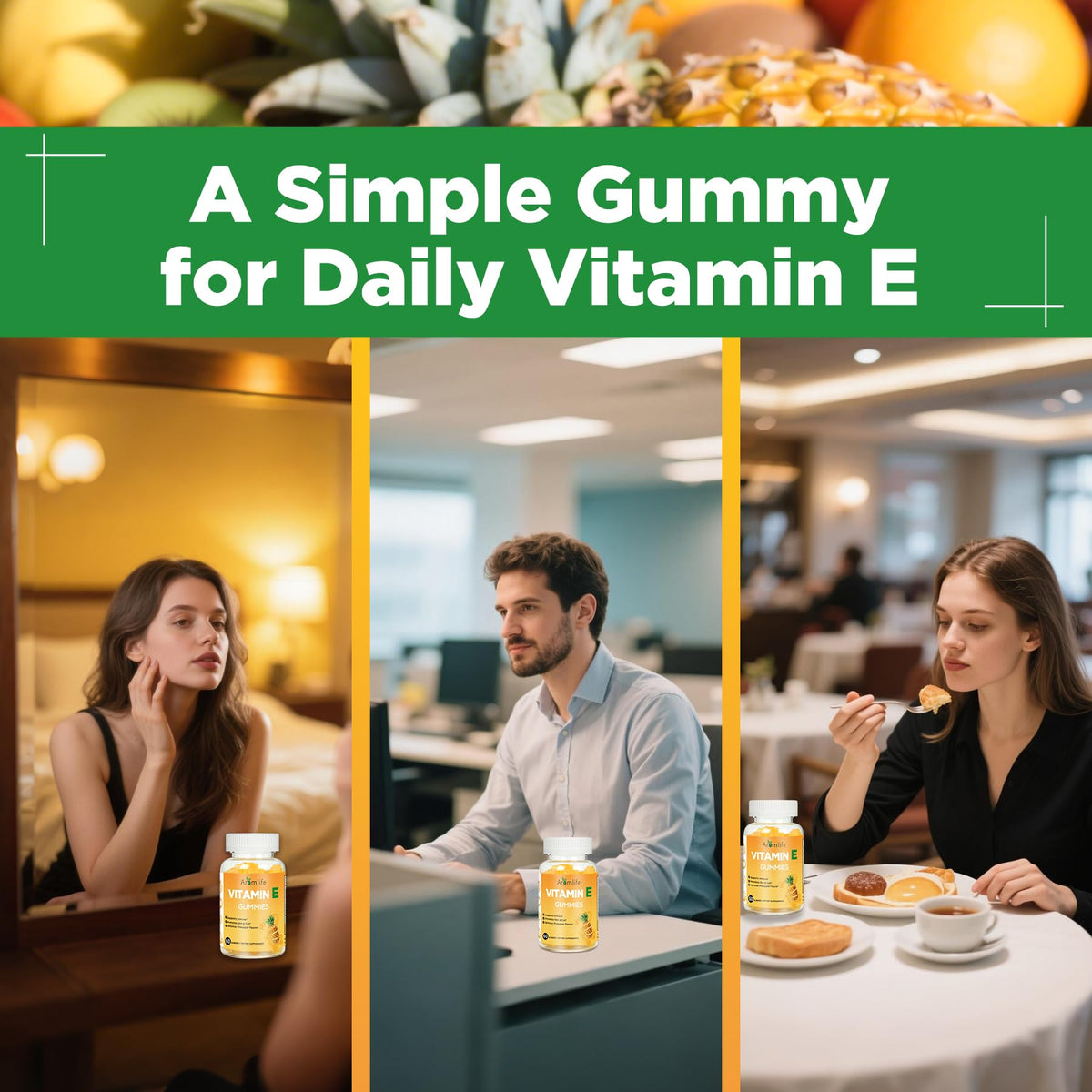 Aromlife Vitamin E 400 IU Gummies β 268 mg per Serving, Pineapple Flavor, 60 Count, Gluten-Free