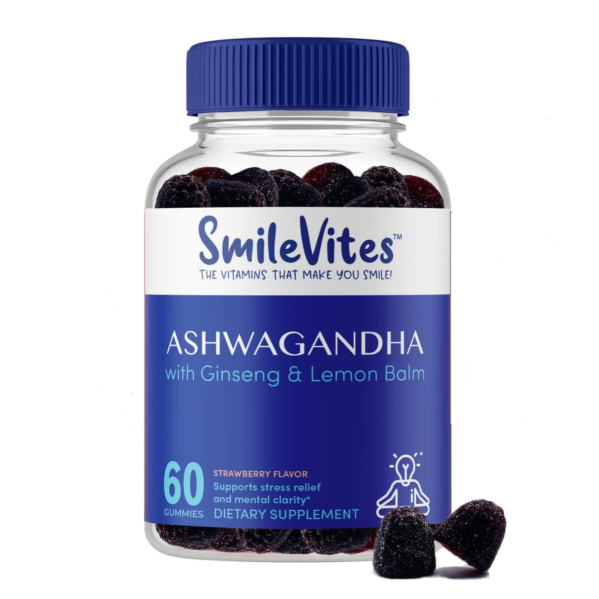 Ashwagandha Gummies with Ginseng & Lemon Balm β Strawberry (60 Count)