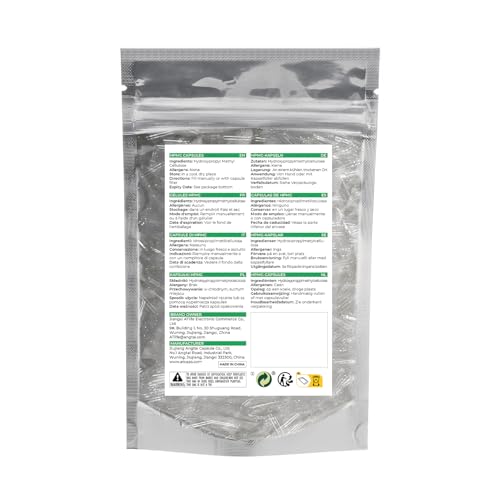 ATLEMISME Empty Vegan Capsules Size 1 β 500-Count DIY Capsules for Filling | Includes 2 Micro Lab Spoons