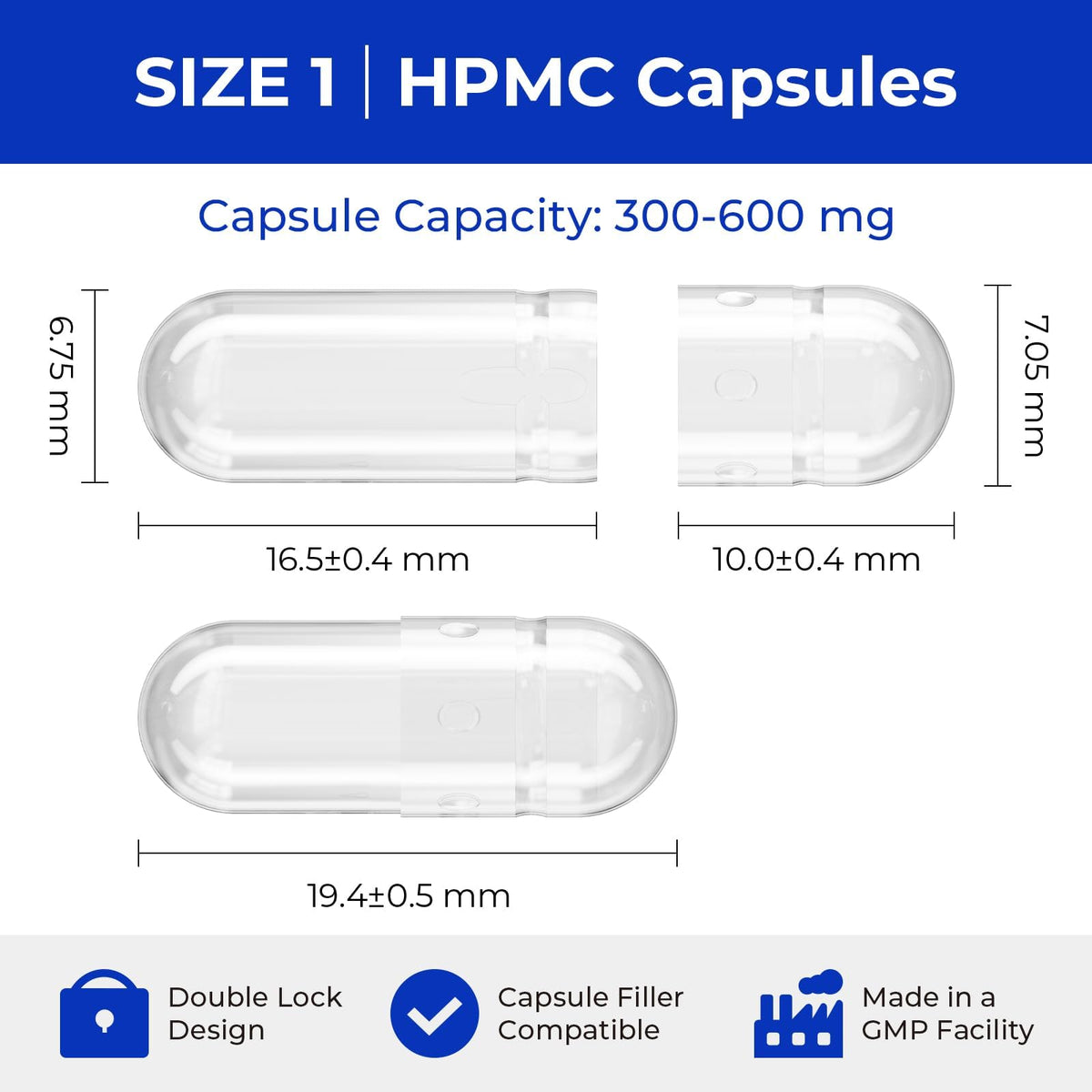 ATLEMISME Empty Vegan Capsules Size 1 β 500-Count DIY Capsules for Filling | Includes 2 Micro Lab Spoons