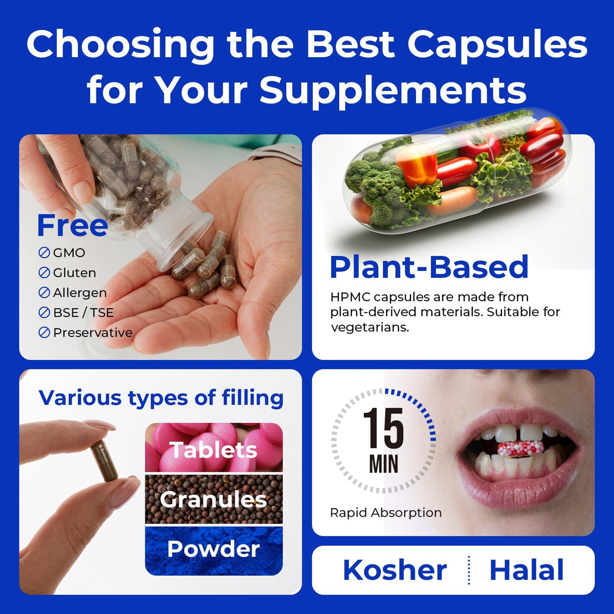 ATLEMISME Empty Vegan Capsules Size 1 β 500-Count DIY Capsules for Filling | Includes 2 Micro Lab Spoons