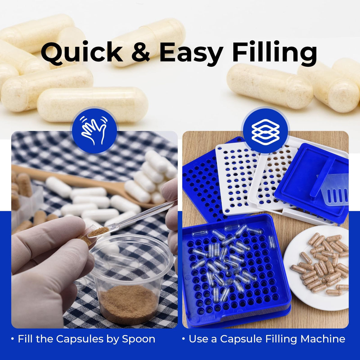 ATLEMISME Empty Vegan Capsules Size 1 β 500-Count DIY Capsules for Filling | Includes 2 Micro Lab Spoons