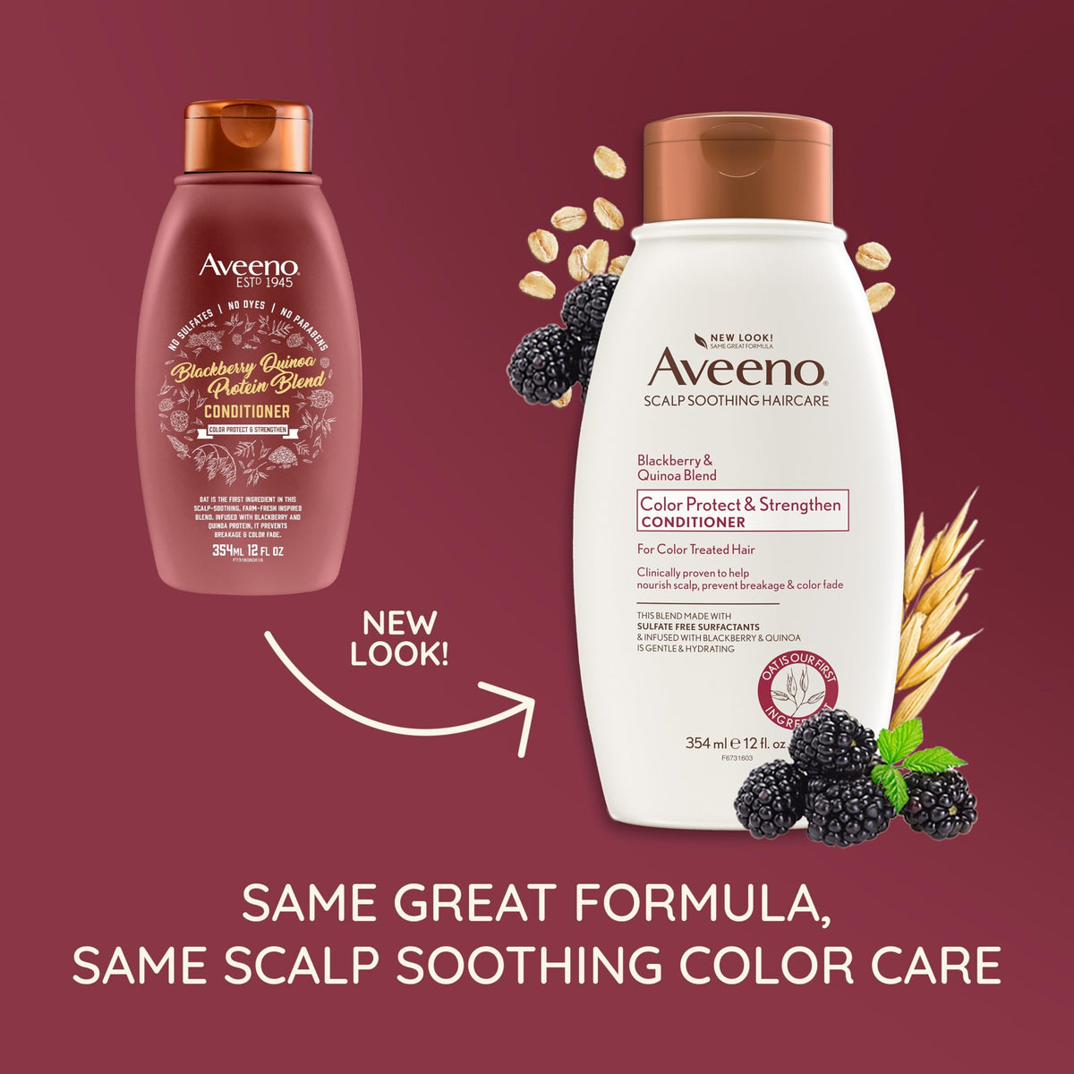 Aveeno Blackberry & Quinoa Strengthening Conditioner for Color-Treated Hair β Moisturizing, Color Protection, 12 oz