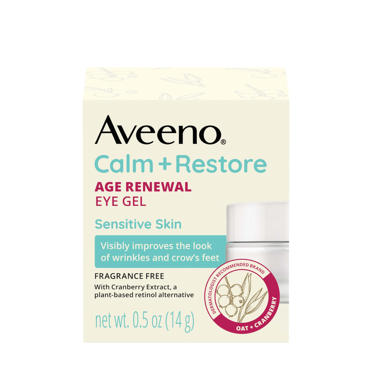 Aveeno Calm and Restore Age Renewal Eye Gel β Fragrance-Free, Oat & Cranberry, 0.5 oz
