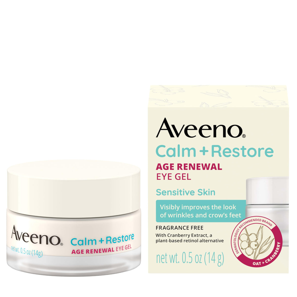 Aveeno Calm and Restore Age Renewal Eye Gel β Fragrance-Free, Oat & Cranberry, 0.5 oz